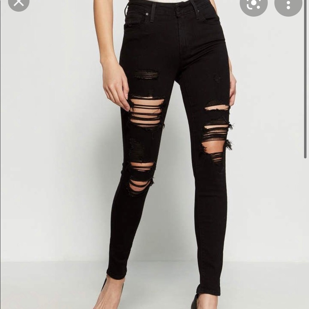 Levi’s 721 High Rise Skinny Black Ripped NEW W/TAG